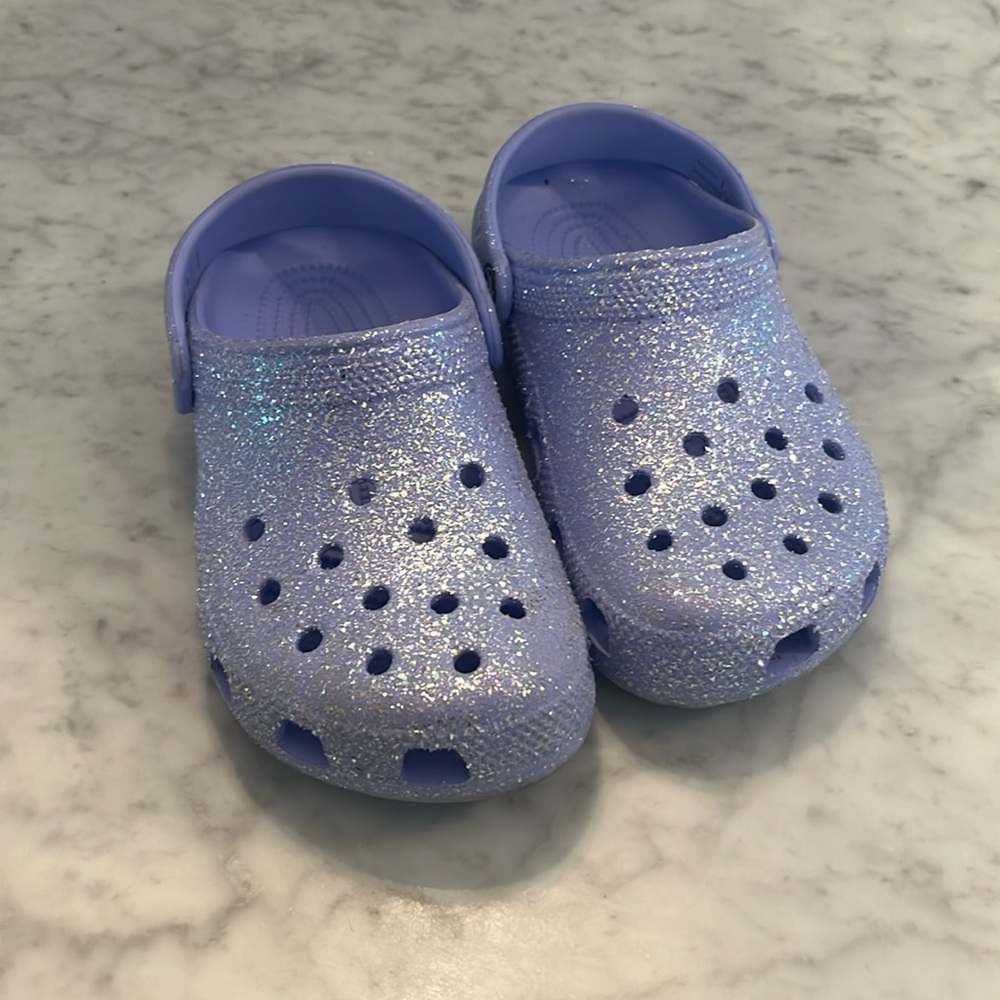 Girl size 3 purple sparkle crocs